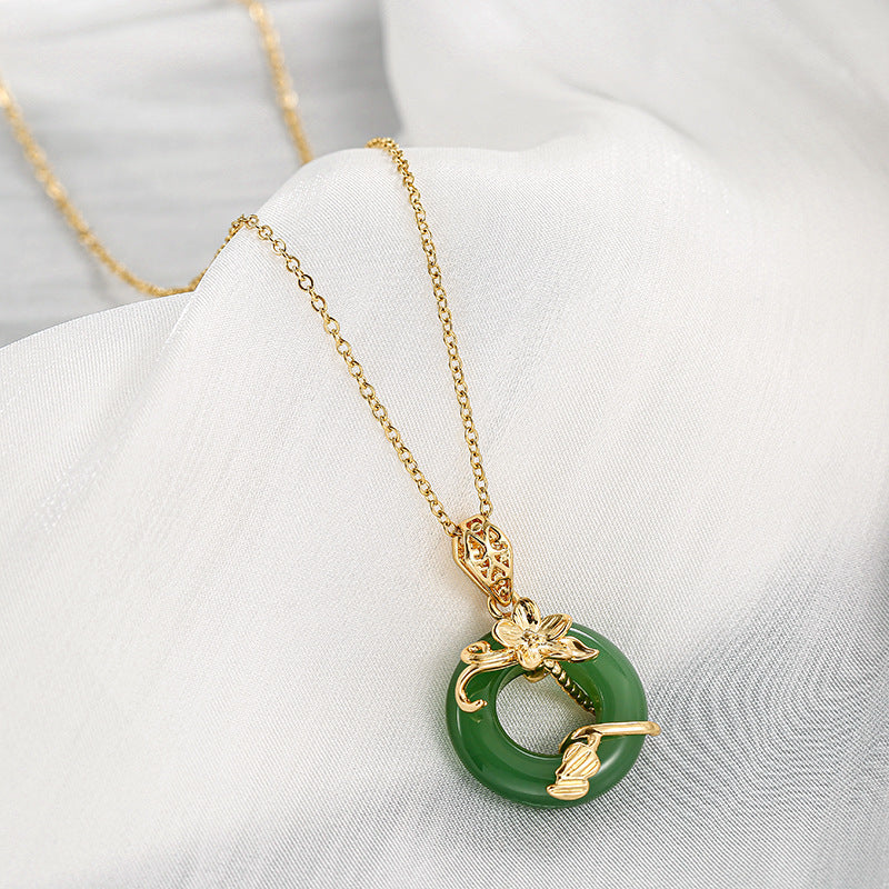 Collana con ciondolo minimalista in acciaio al titanio a forma di fiore con finitura placcata per donna e uomo, stile locket con catena a O