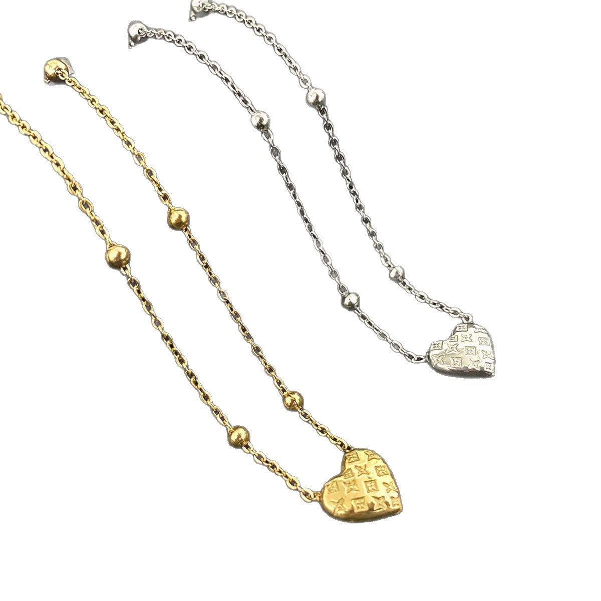 Minimalist Heart Cross Titanium Steel Plated Necklace