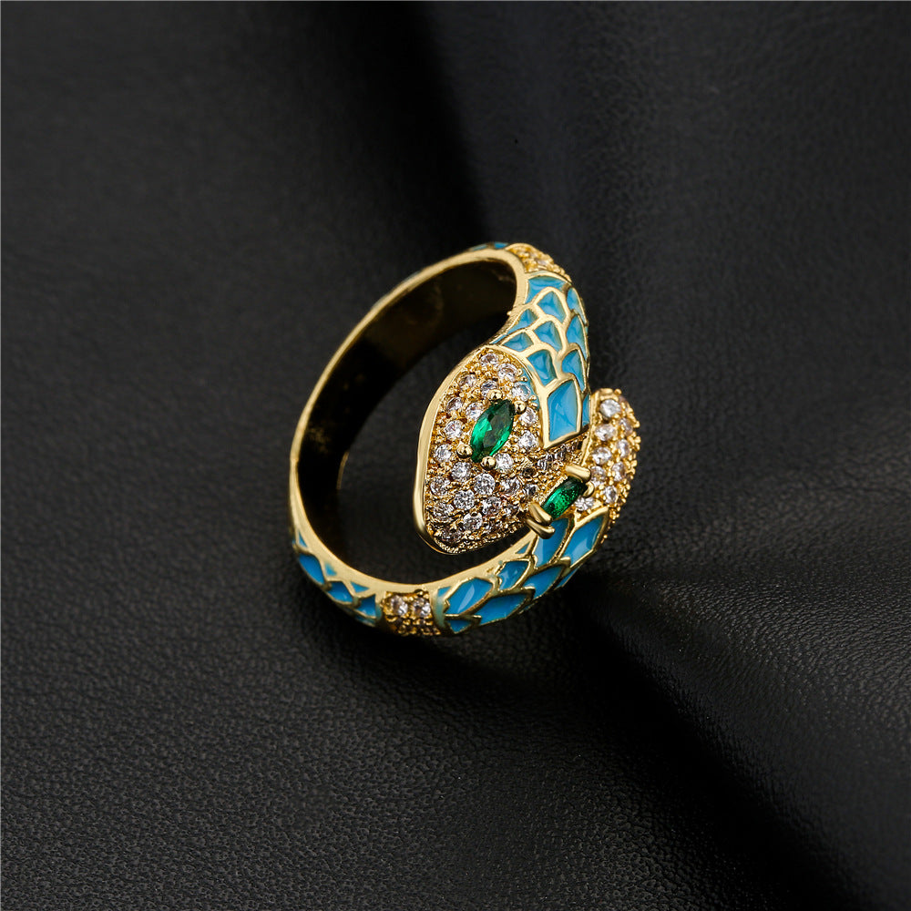 Anello Minimalista Geometrico in Rame con Zirconi Micro-Pavé per Donna