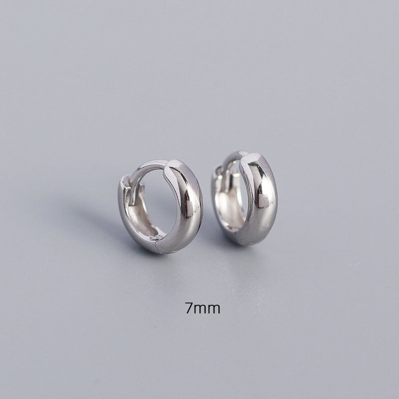 Minimalist Geometric Shiny Silver Hoop Earrings in 925 Sterling Silver with Plated Finish