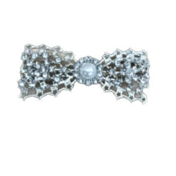 Elegant Bow-Shaped Pearl Hair Clip with Rhinestone Accents for Women, Minimalist Chic Barrette for Updos and Daily Wear