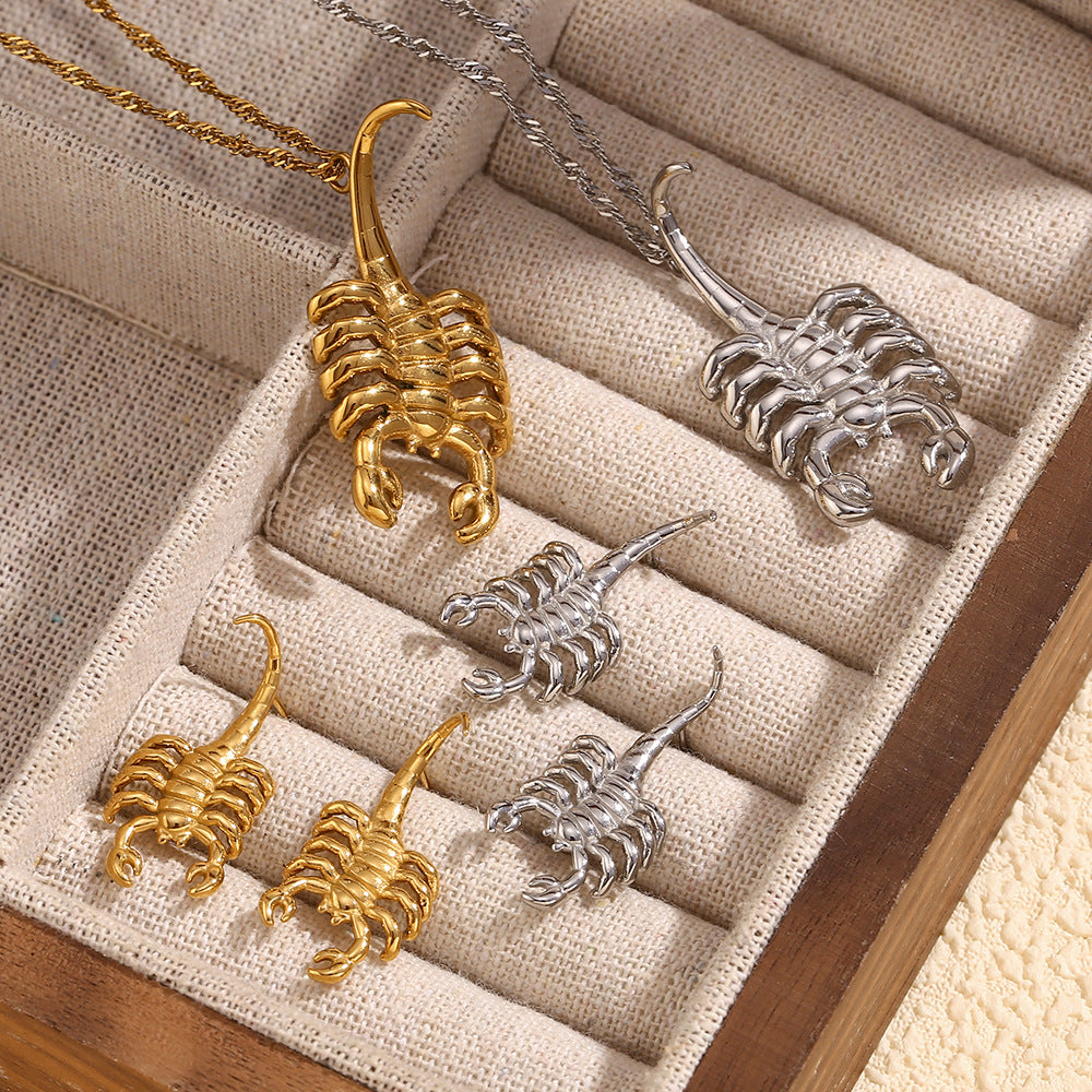 Fashionable Scorpion Pendant Necklace for Women Stainless Steel with 18K Gold Plating Animal Design