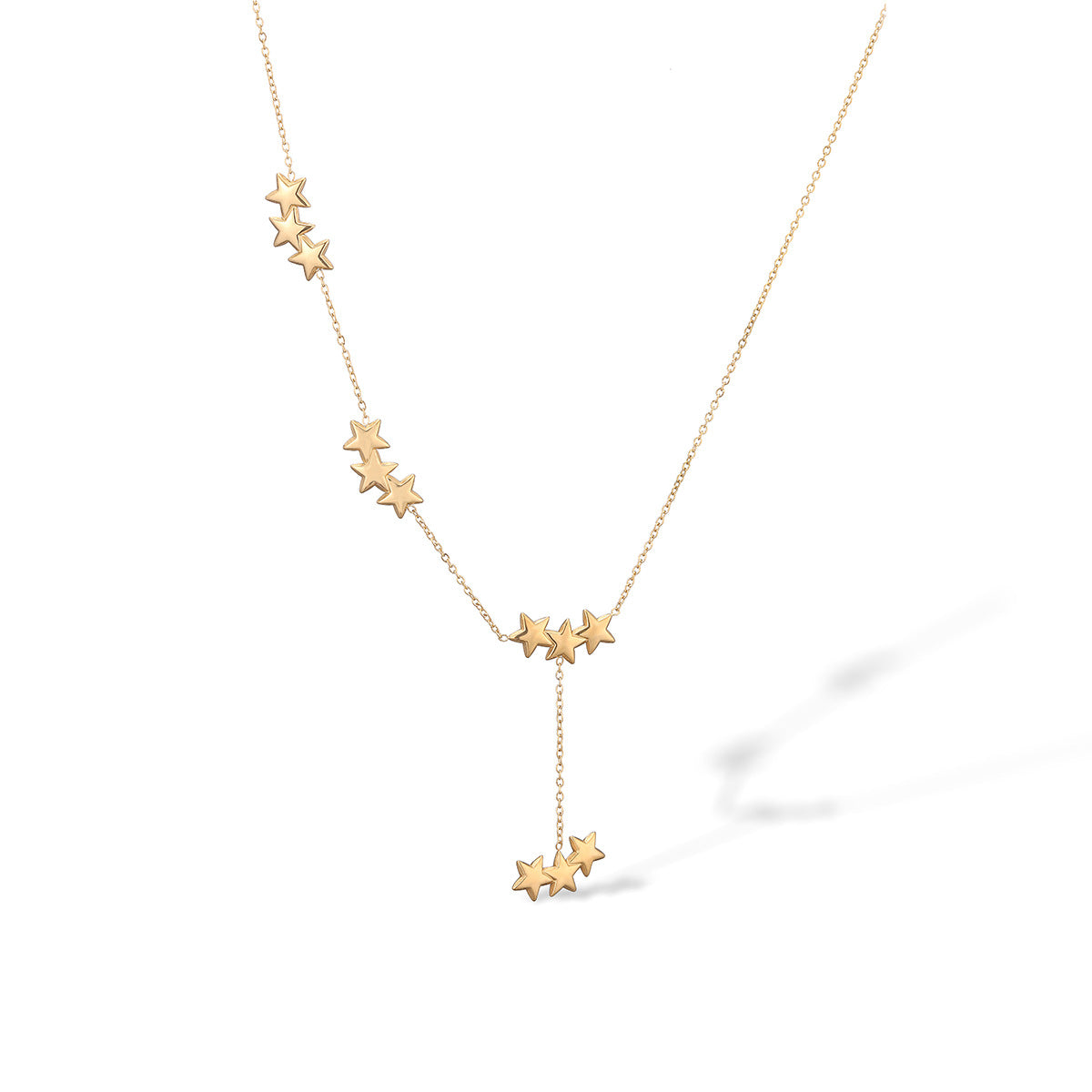 Minimalist Geometric Stainless Steel Pendant Necklace with 18K Gold Plating and Asymmetrical Tassel for Women