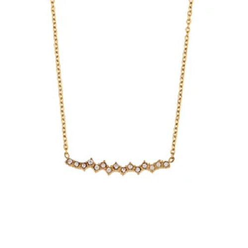 Collana con Pendente Geometrico alla Moda in Acciaio Inossidabile con Placcatura in Oro 18K, Accenti in Acciaio al Titanio, Accenti di Strass e Dettaglio con Frange per Donna