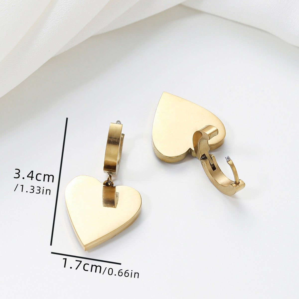 Orecchini Chic a Cuore in Rame con Intarsio in Pietra Naturale, Perni in Acciaio Inossidabile, Stile Minimalista e Dolce