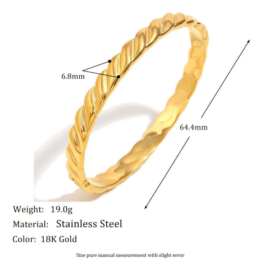 Bracciale Elegante a Strisce da Donna in Acciaio Inossidabile Placcato Oro 18K Minimalista