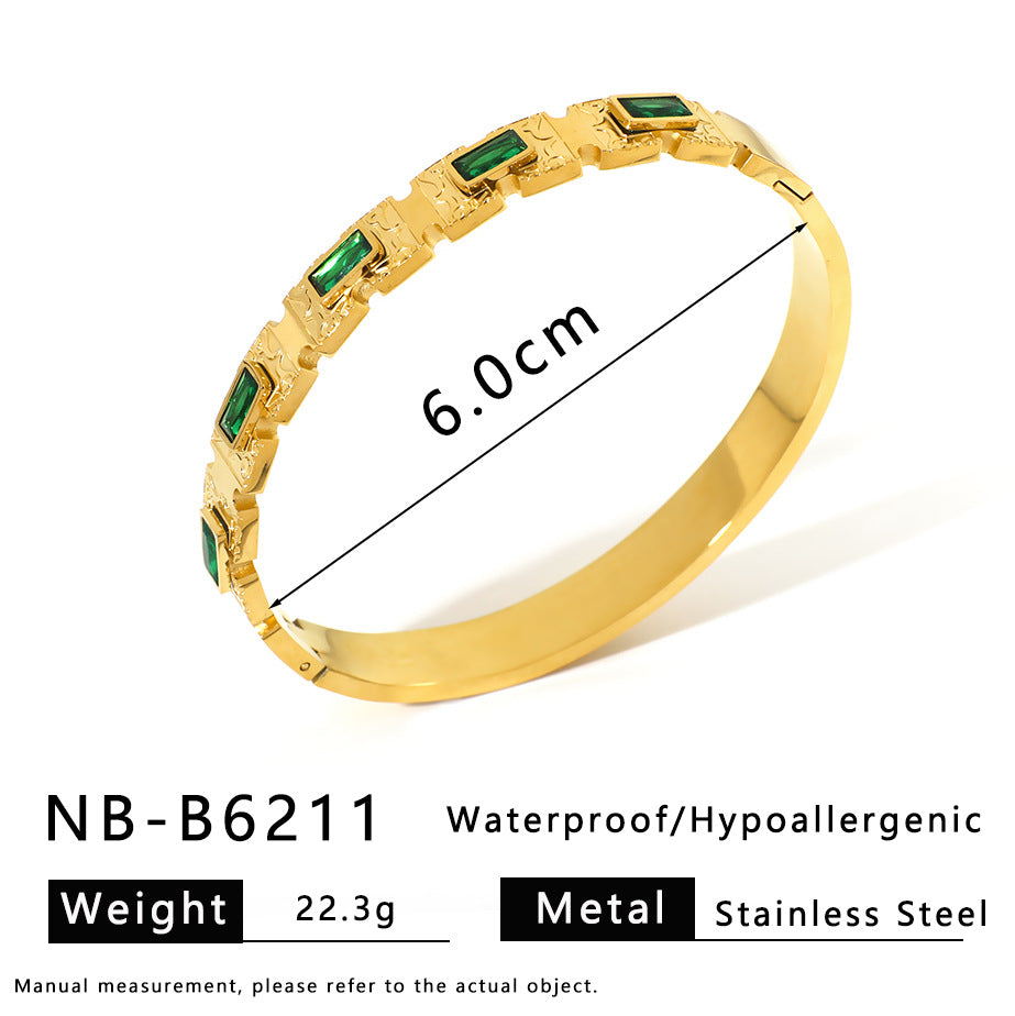 Bracciale da donna in acciaio inossidabile geometrico minimalista con placcatura sottovuoto in oro 18 carati