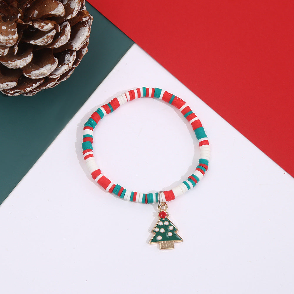 Casual Geometric Resin Beaded Bracelet with Christmas Charms for Unisex