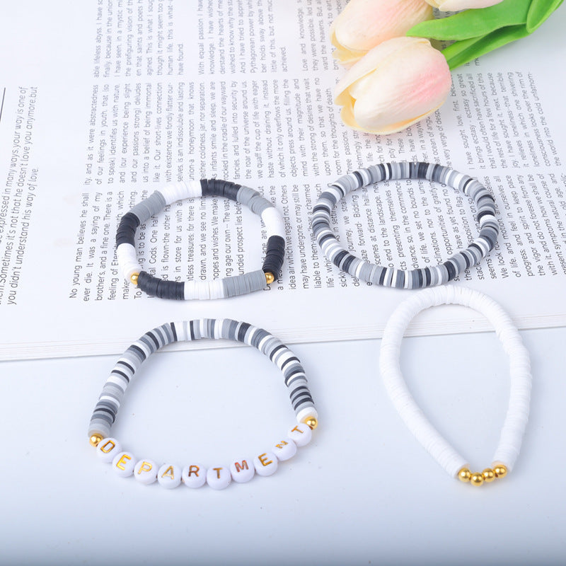 Casual Letter Resin Bracelet Set Unisex