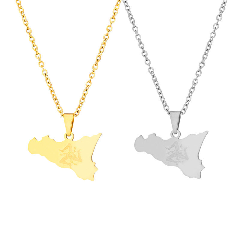 Collar con colgante geométrico de acero inoxidable con dije de acero de titanio y acabado chapado para mujeres y hombres