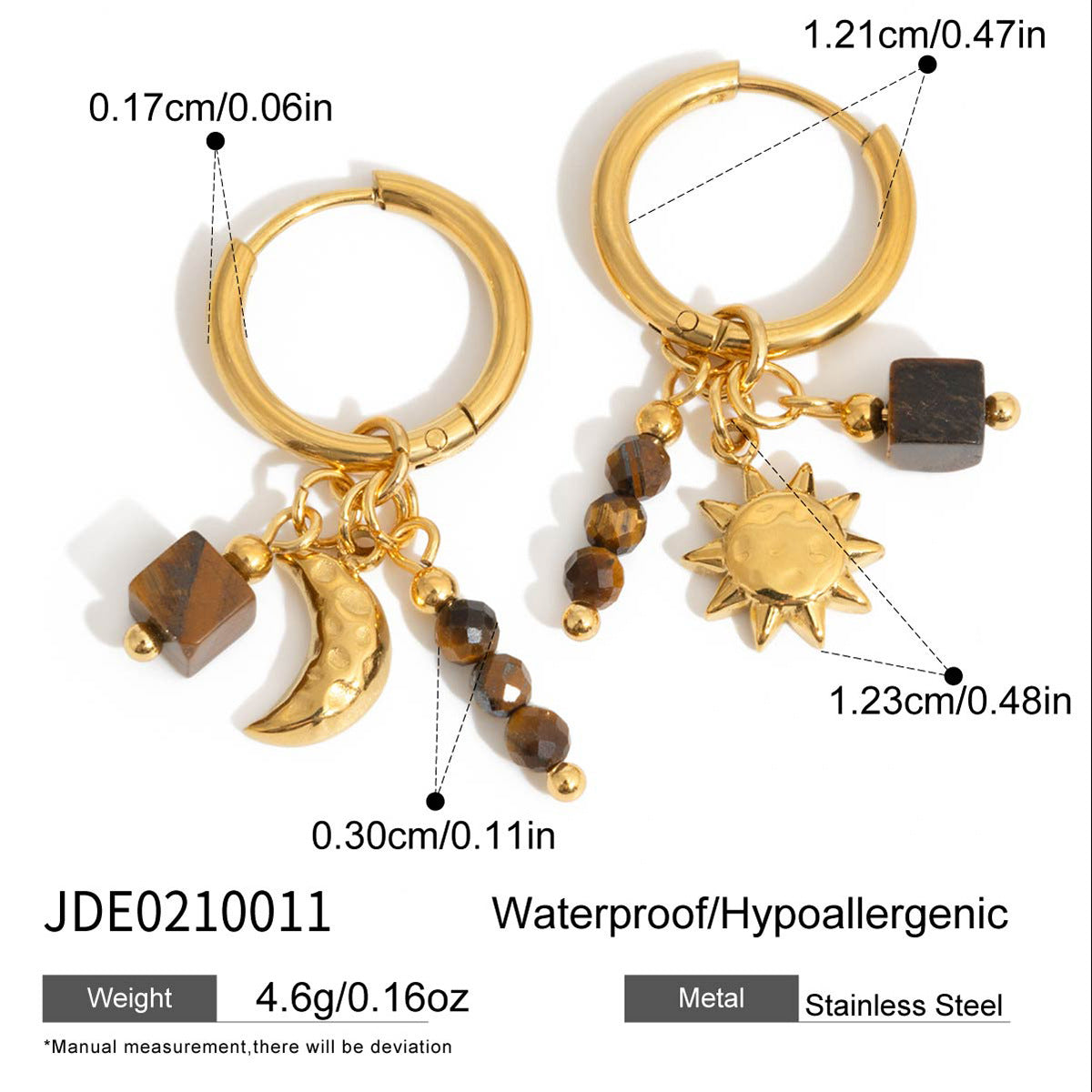 Aretes de aro de acero inoxidable con colgante de cruz geométrica para mujer con acabado chapado, diseño minimalista de lujo