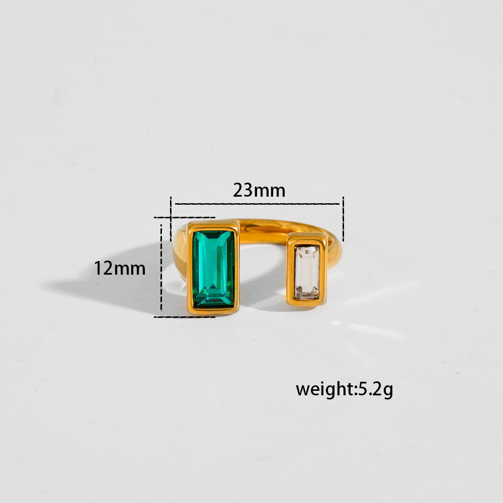 Anillo Ajustable de Acero Inoxidable con Diseño Geométrico Minimalista, Acabado Galvanizado e Incrustaciones de Pedrería para Mujeres y Hombres
