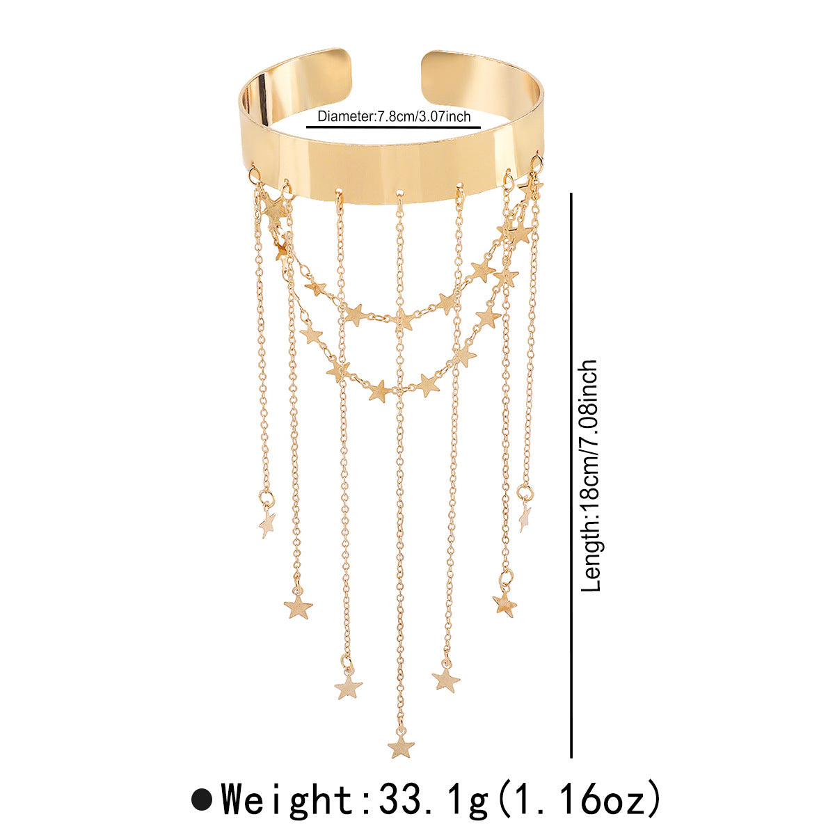 Pulsera ajustable vintage en forma de estrella con detalle de borla en hierro galvanizado