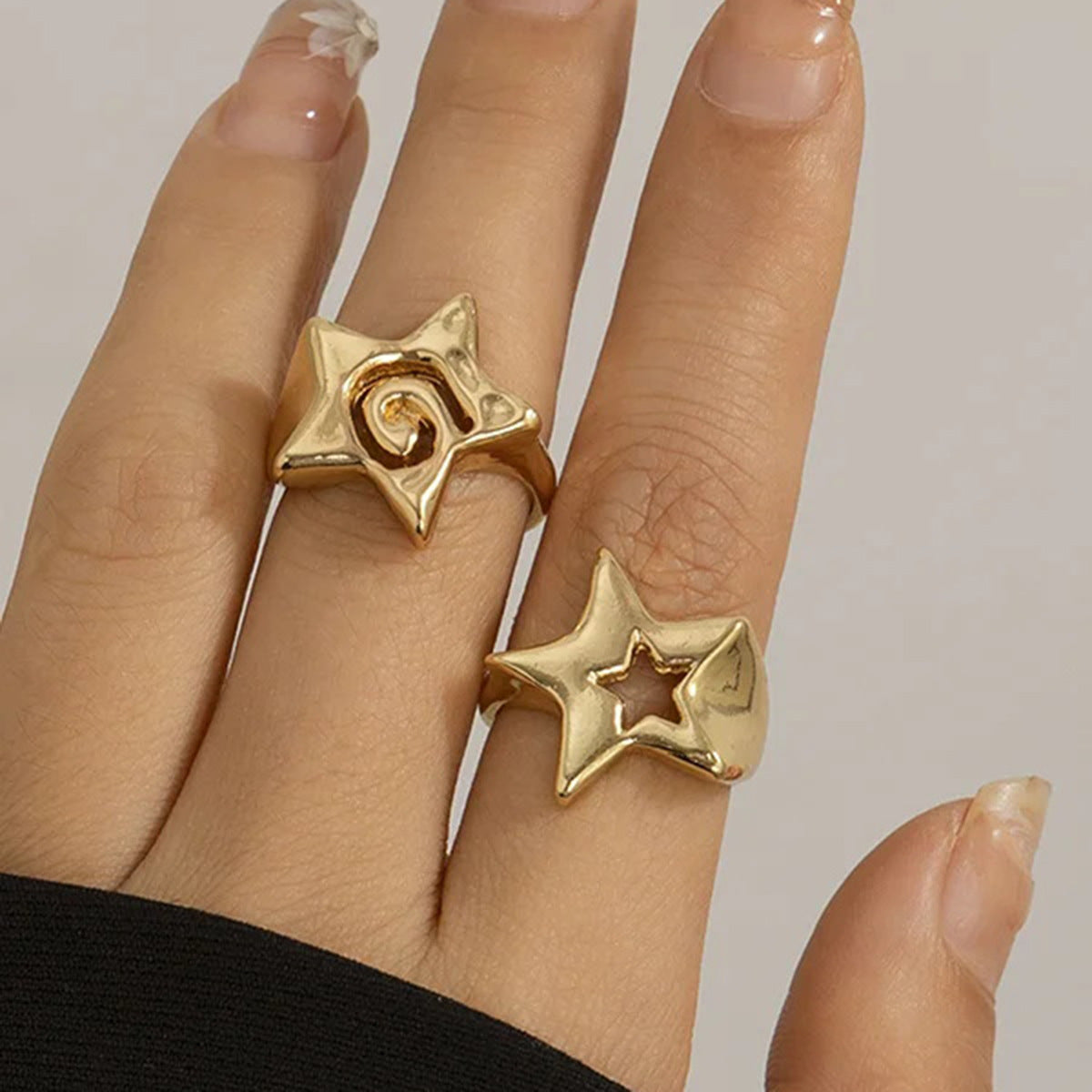 Minimalist Geometric Star Stainless Steel Plated Ring for Women