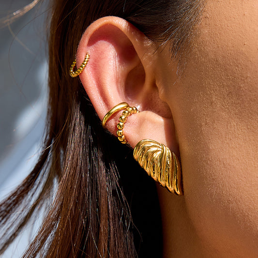 Pendientes de botón de acero inoxidable geométricos minimalistas para mujer con acabado chapado