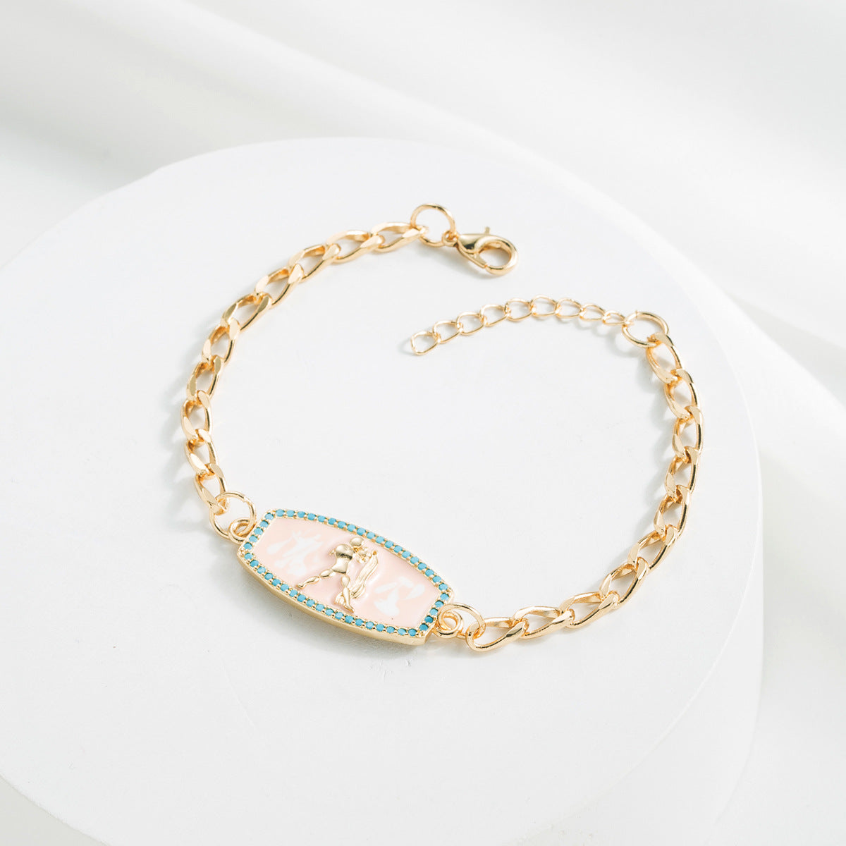 Bracciale Minimalista Zodiacale Geometrico in Rame con Placcatura in Oro 18K e Finitura Smaltata da Donna