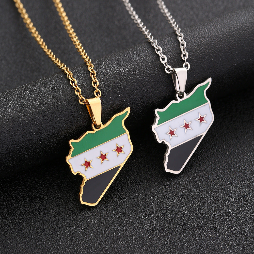 Collar con colgante geométrico minimalista de acero de titanio con acabado chapado y cadena tipo O, unisex, para uso diario