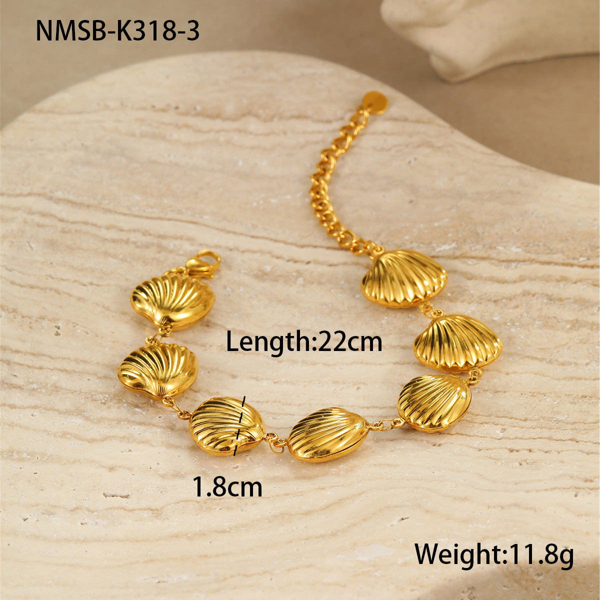 Fashionable Ocean-Inspired Hollow Star Shell Heart Stainless Steel Bracelet with Plating Finish for Women