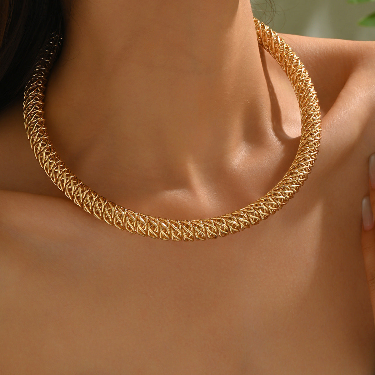 Sweet Punk U-shape Musical Note Plated Iron Alloy Snake Chain Necklace for Women