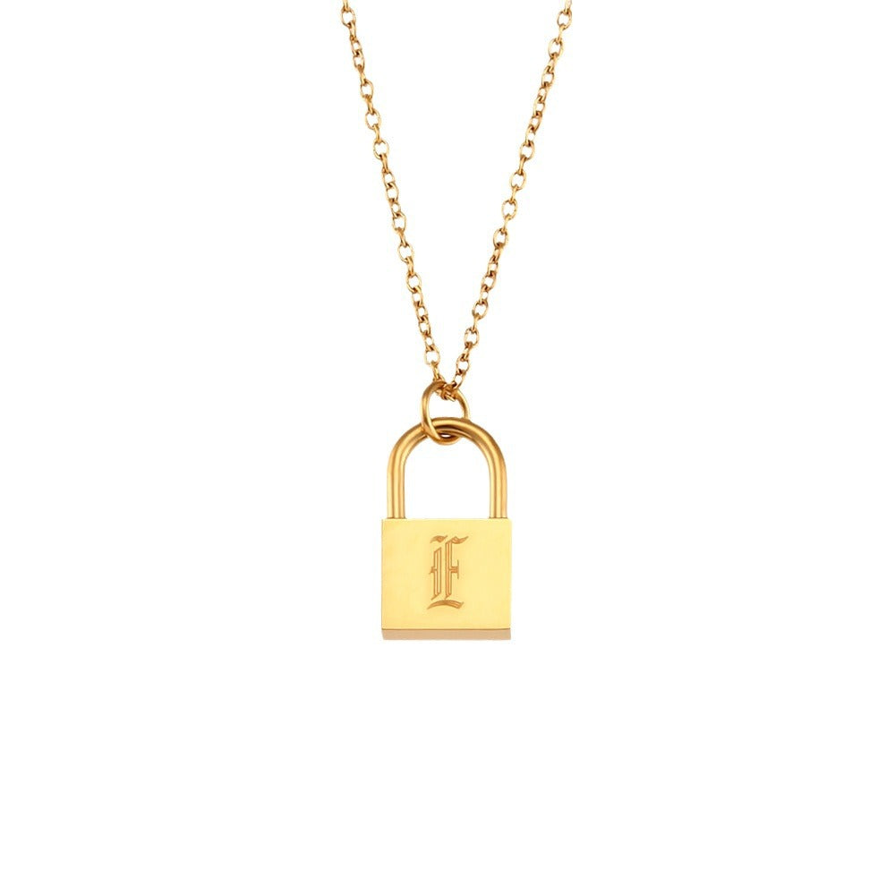 Fashionable Minimalist Stainless Steel Letter Pendant Necklace with Plated Finish for Women
