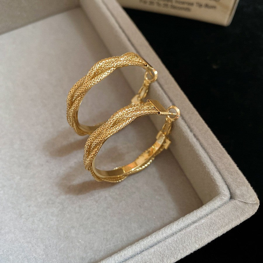 Orecchini a Cerchio Geometrici in Ferro Placcato Argento da Donna, Stile Minimalista Casual per Ufficio, Gioielli Eleganti di Ispirazione Vintage per Tutti i Giorni