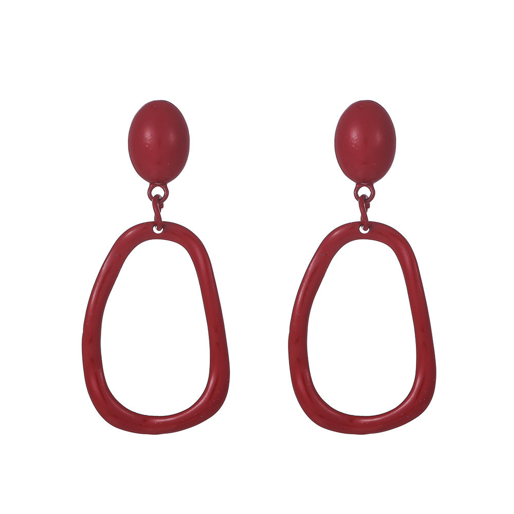 Minimalist Colorful Geometric Alloy Plated Drop Earrings for Women