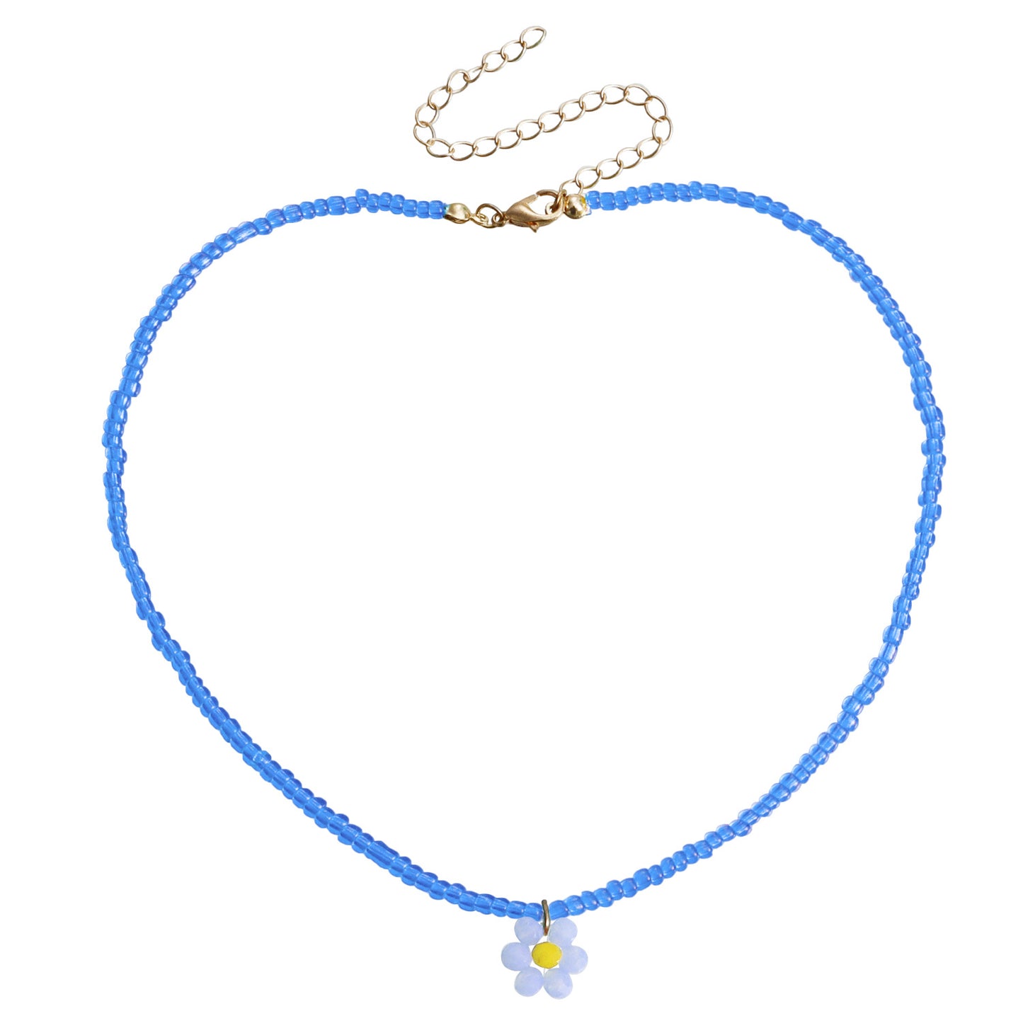Minimalist Geometric Woven Beaded Necklace with Colorful Transparent Miyu Beads and Heart Pendant for Women