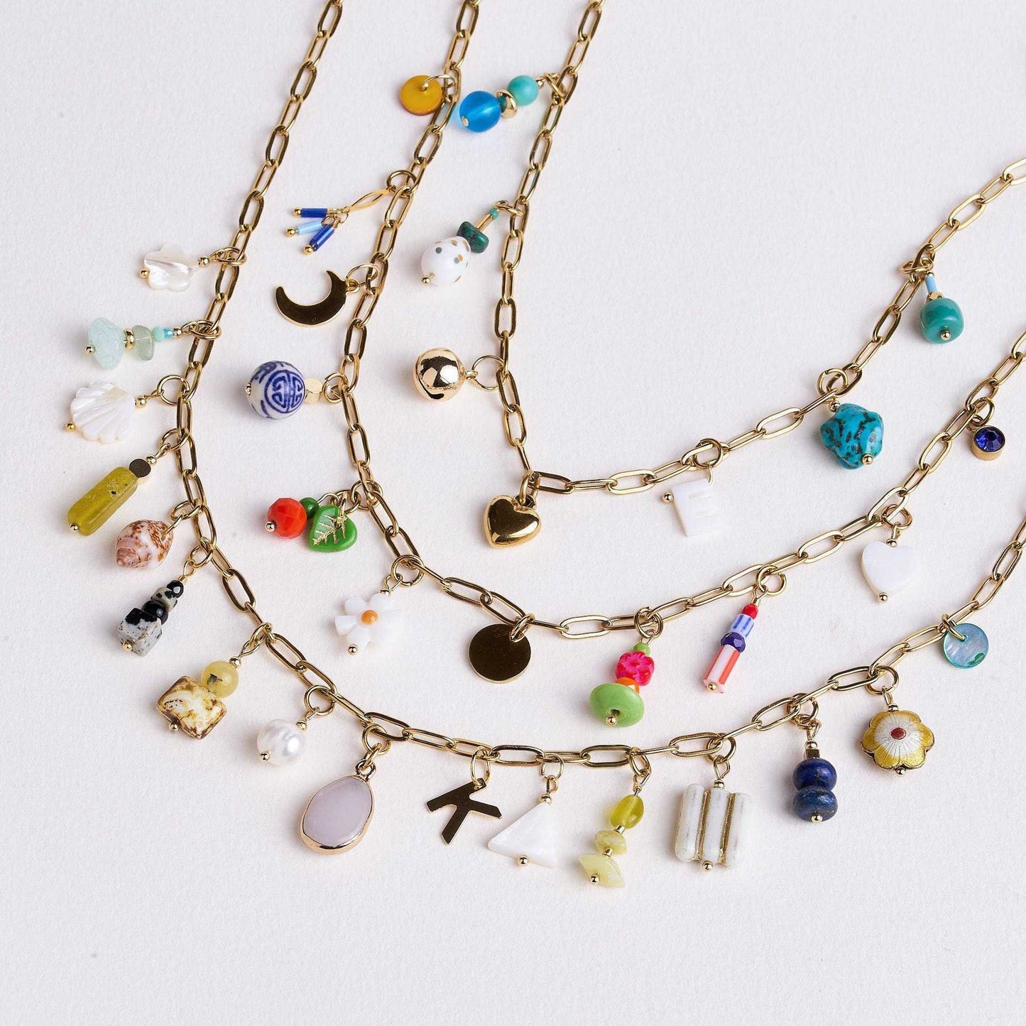 Vintage 18K Gold Plated Stainless Steel Pendant Charm Bar for Women