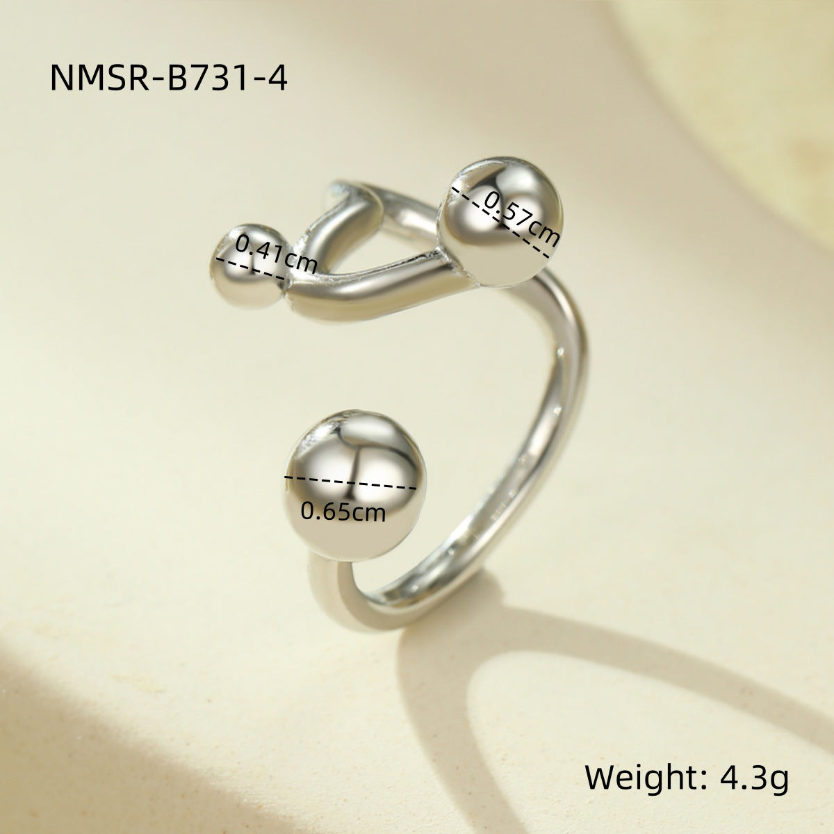 Geometric Stainless Steel Open Ring with Plated Finish for Women, Irregular Shape Fashionable Office Wear Jewelry