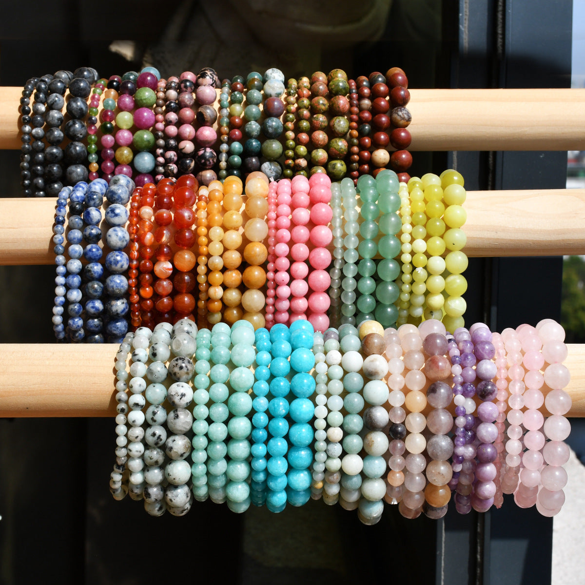 Minimalist Geometric Natural Agate Tourmaline Pink Crystal Beaded Bracelet Unisex Handmade Jewelry