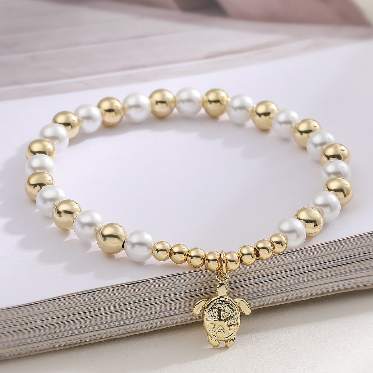 Minimalist Luxury Geometric Turtle Pendant Bracelet with Cubic Zirconia and Plated Finish for Women