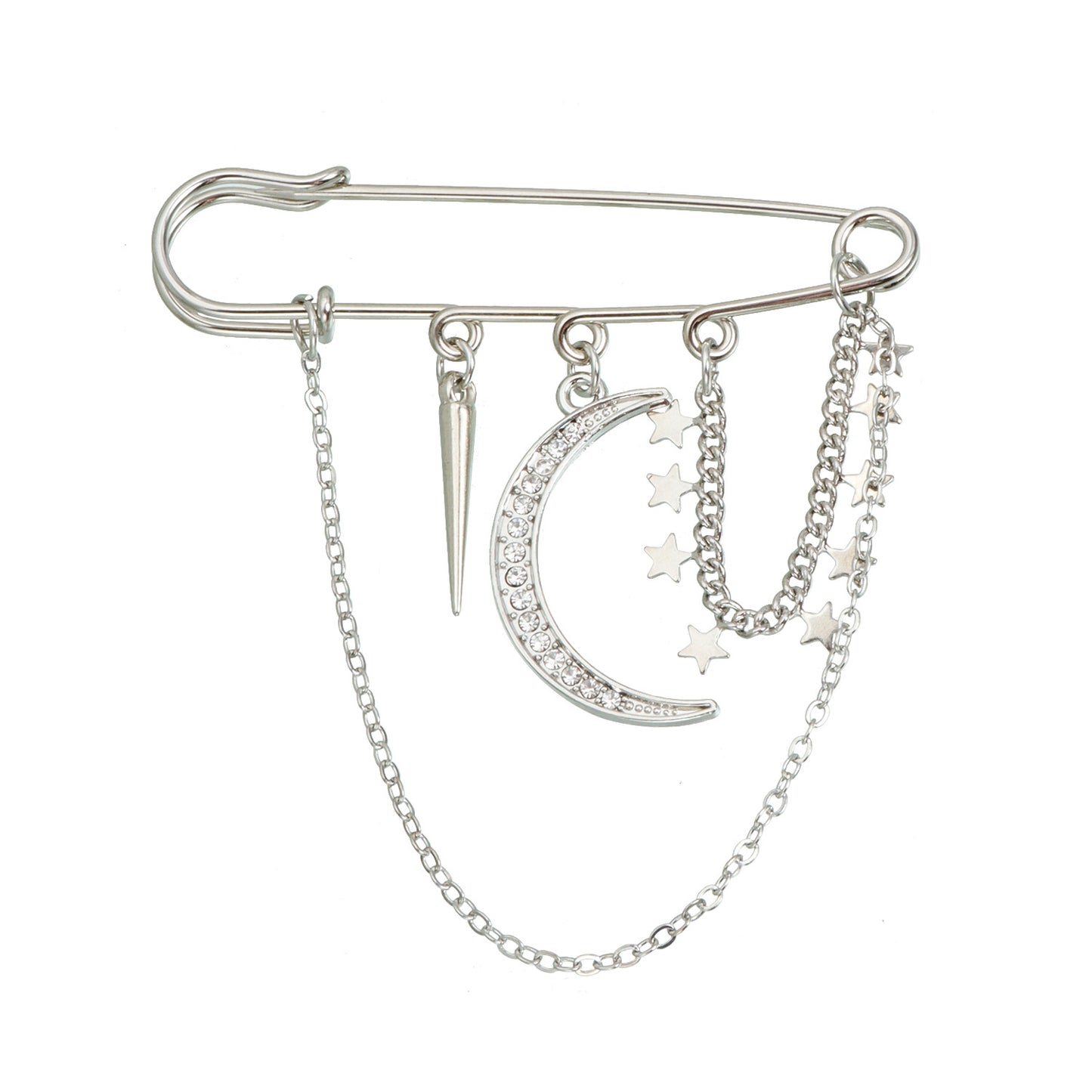 Broche de Luna y Corazón Geométrico de Moda para Mujer con Cuerpo de Aleación y Acabado Galvanizado para Regalo de Decoración o Uso Antideslizante