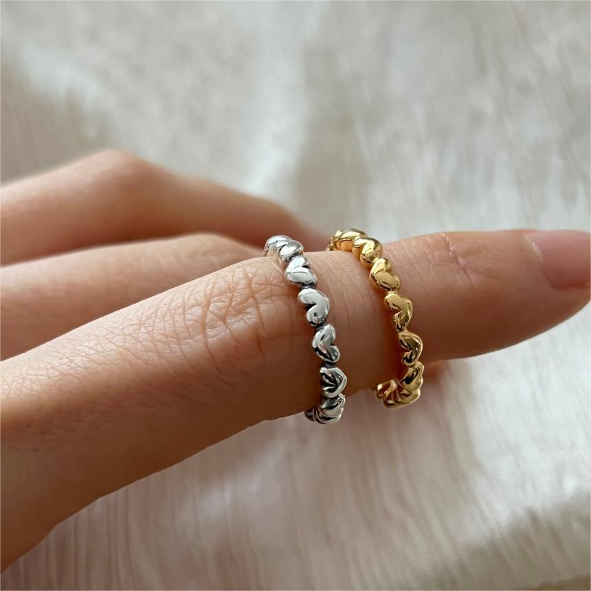 Anello vintage regolabile in argento sterling 925 a forma di cuore da donna, con stile minimalista e fresco e dolce
