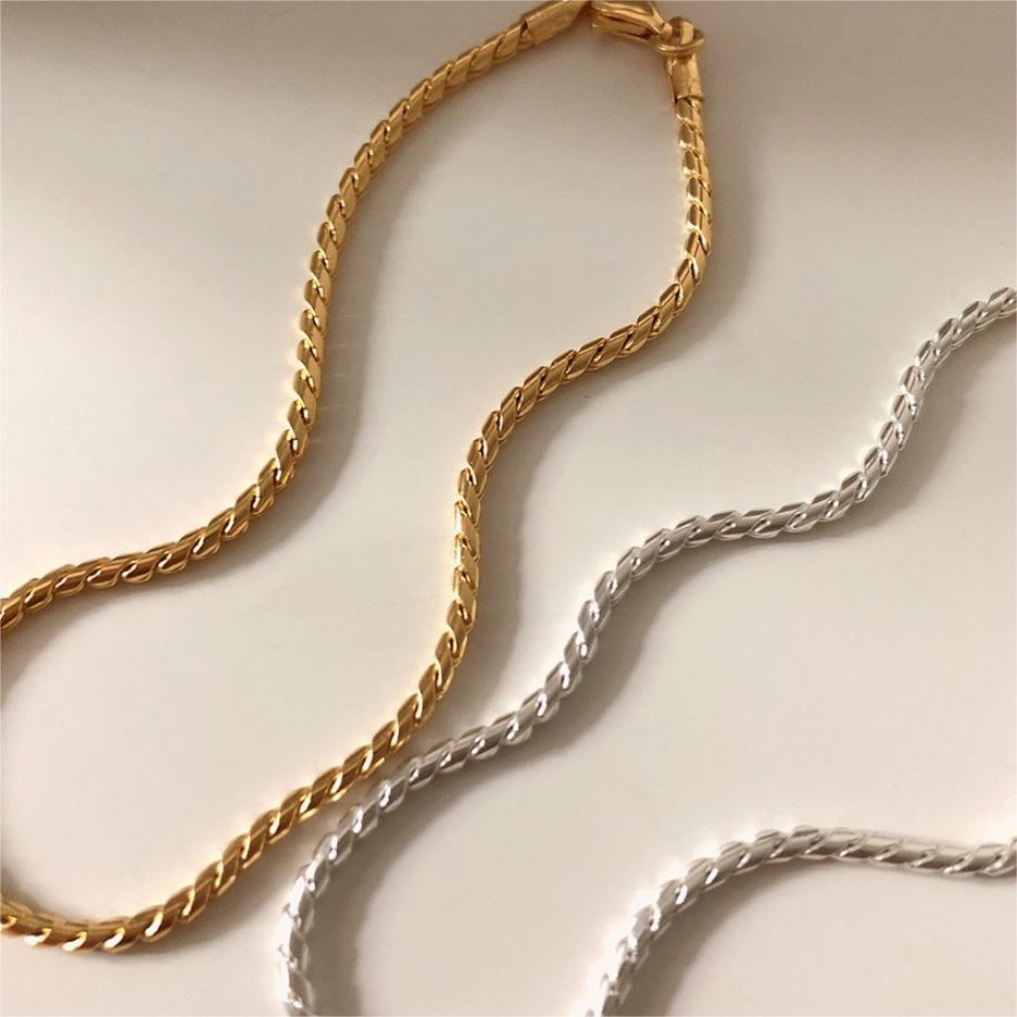 Bracciale a catena snake geometrico minimalista in argento sterling 925