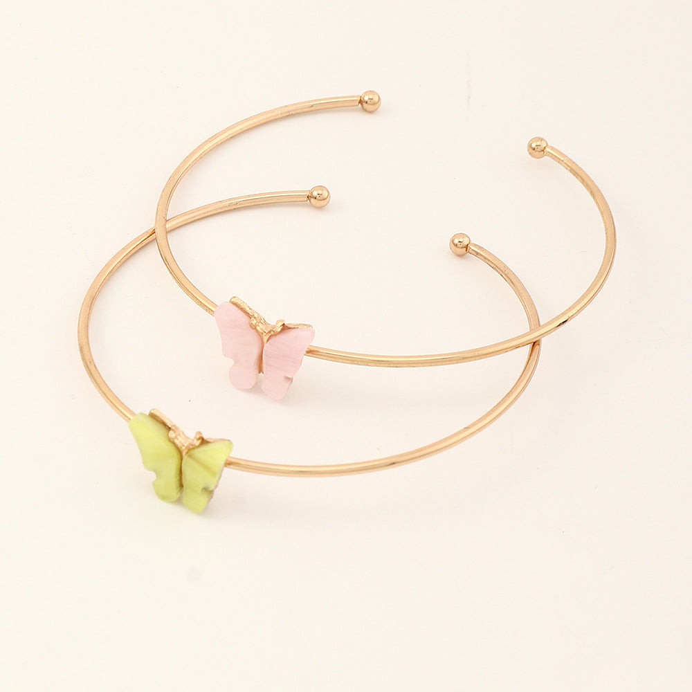 Bracciale a forma di farfalla in lega per bambine con finitura placcata, stile principessa, design minimalista
