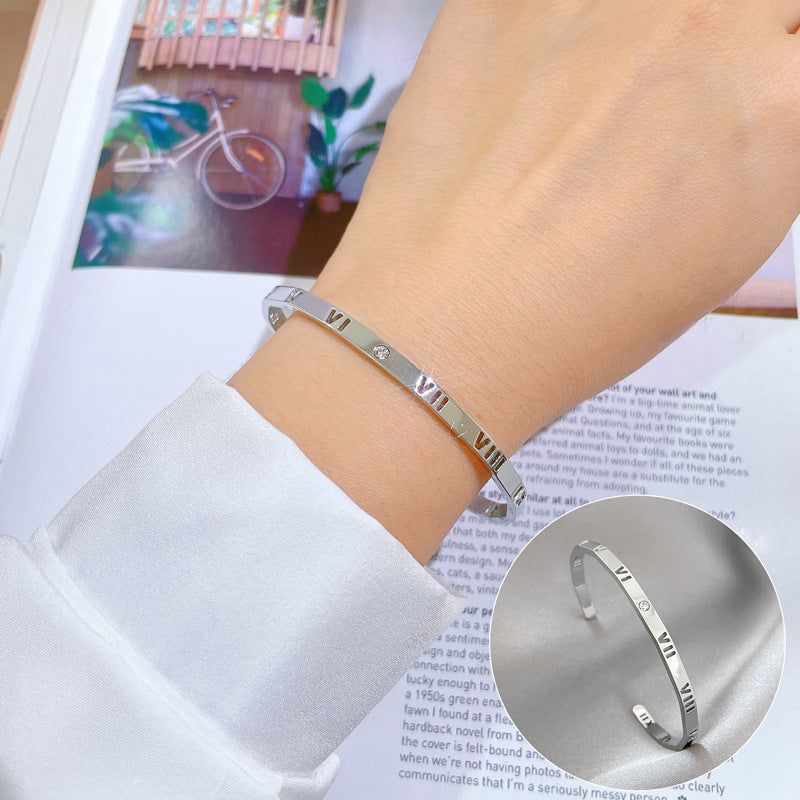 Minimalist Titanium Steel Bracelet with Retro Vintage Design for Women Stainless Steel Fashion Jewelry