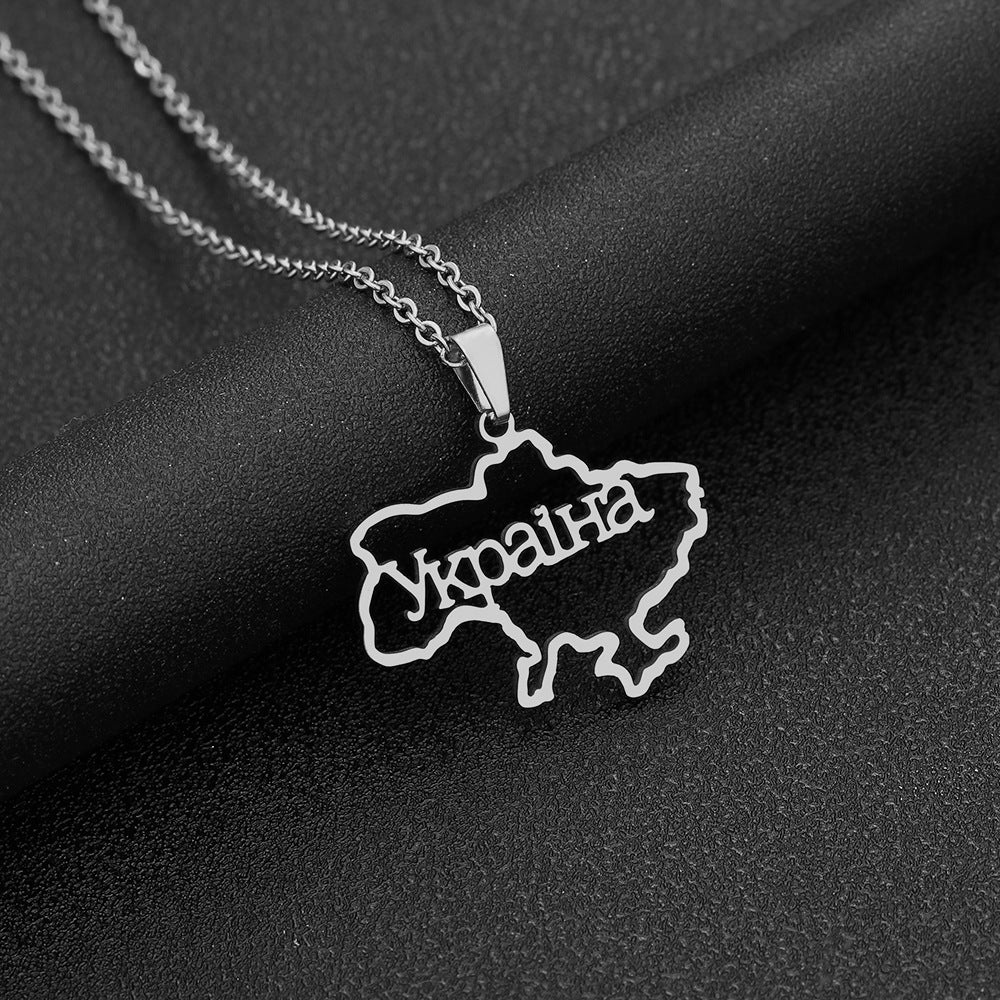 Collana con ciondolo geometrico etnico vintage da donna in acciaio inossidabile e titanio con finitura placcata, catena a O