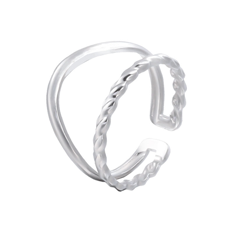 Minimalist Geometric Plated Stainless Steel Adjustable Ring for Women