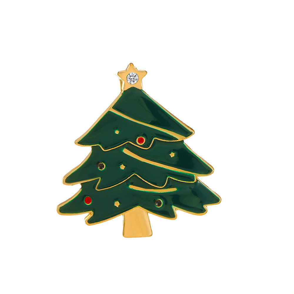 Christmas Pin with Enamel Snowman and Bell Design Alloy Brooch for Unisex Holiday Decoration