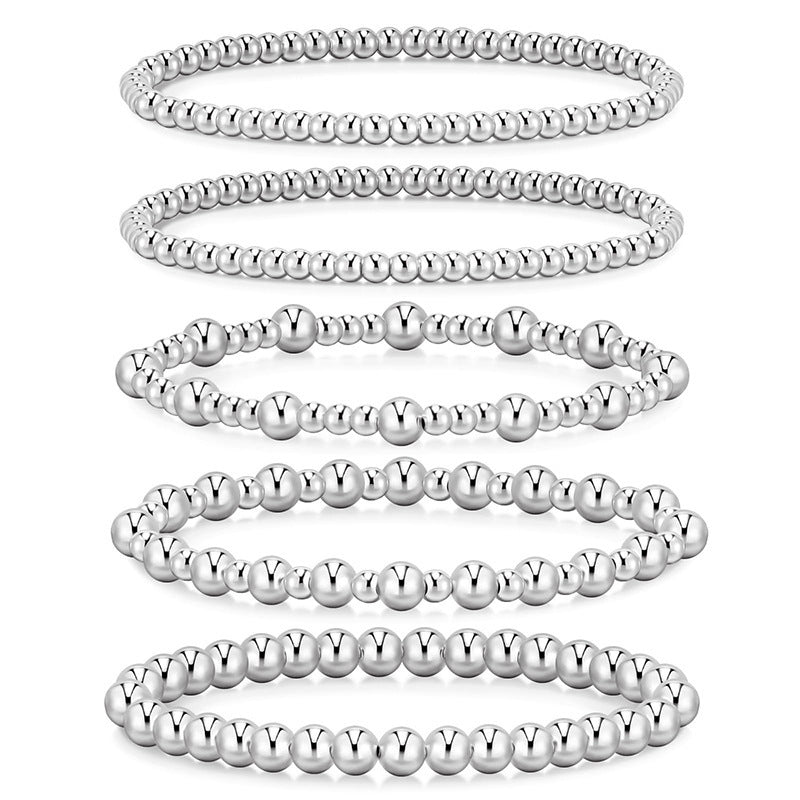 Gold Plated Hematite Beaded Stretch Bracelet Set