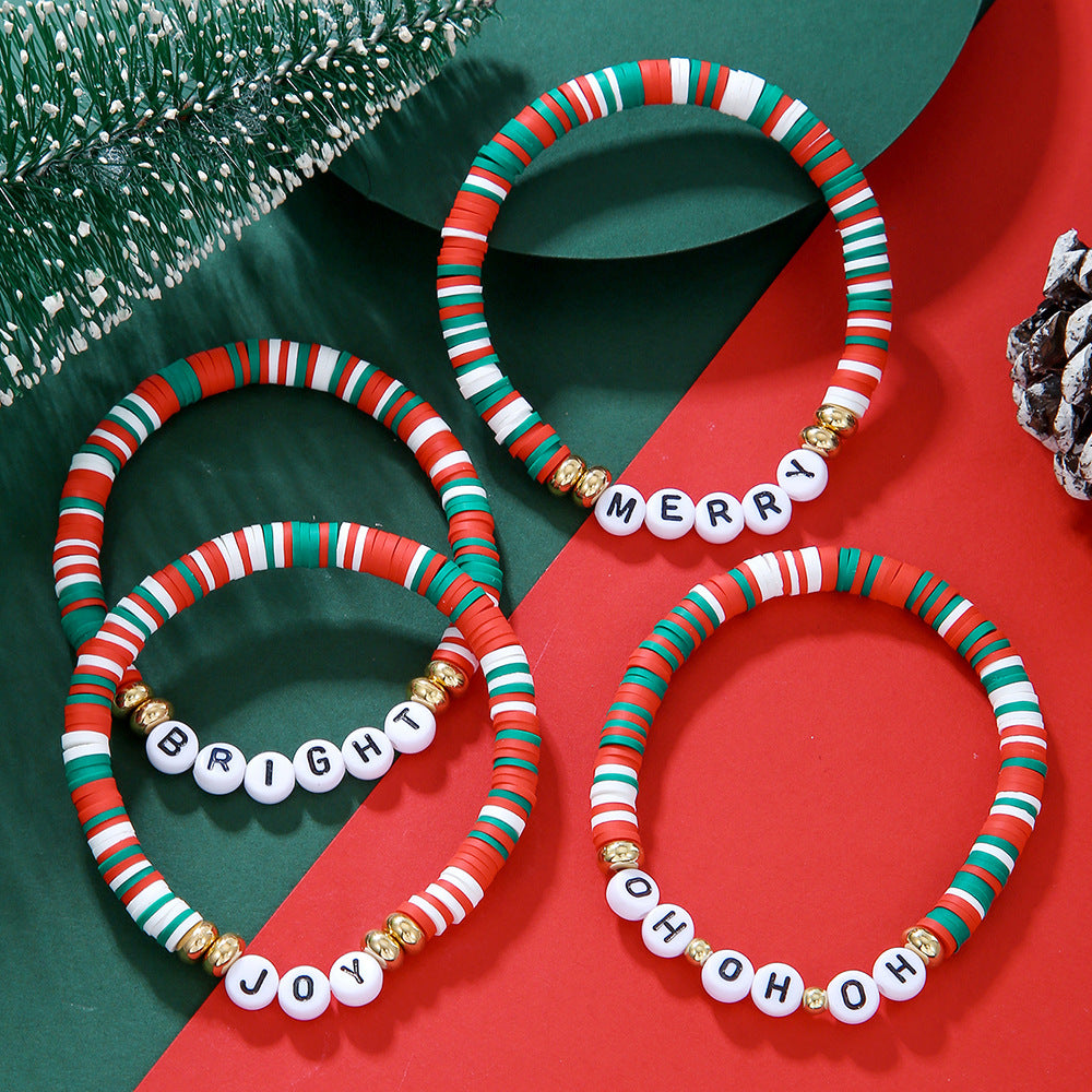 Snowman and Santa Claus Animal Shaped Plated Alloy Bracelet Set for Christmas