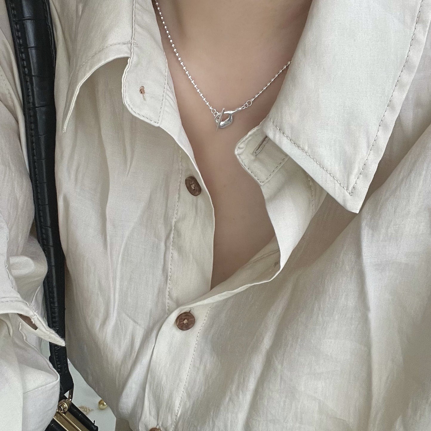 Collana minimalist in argento sterling 925 a catena con sfere geometriche da donna