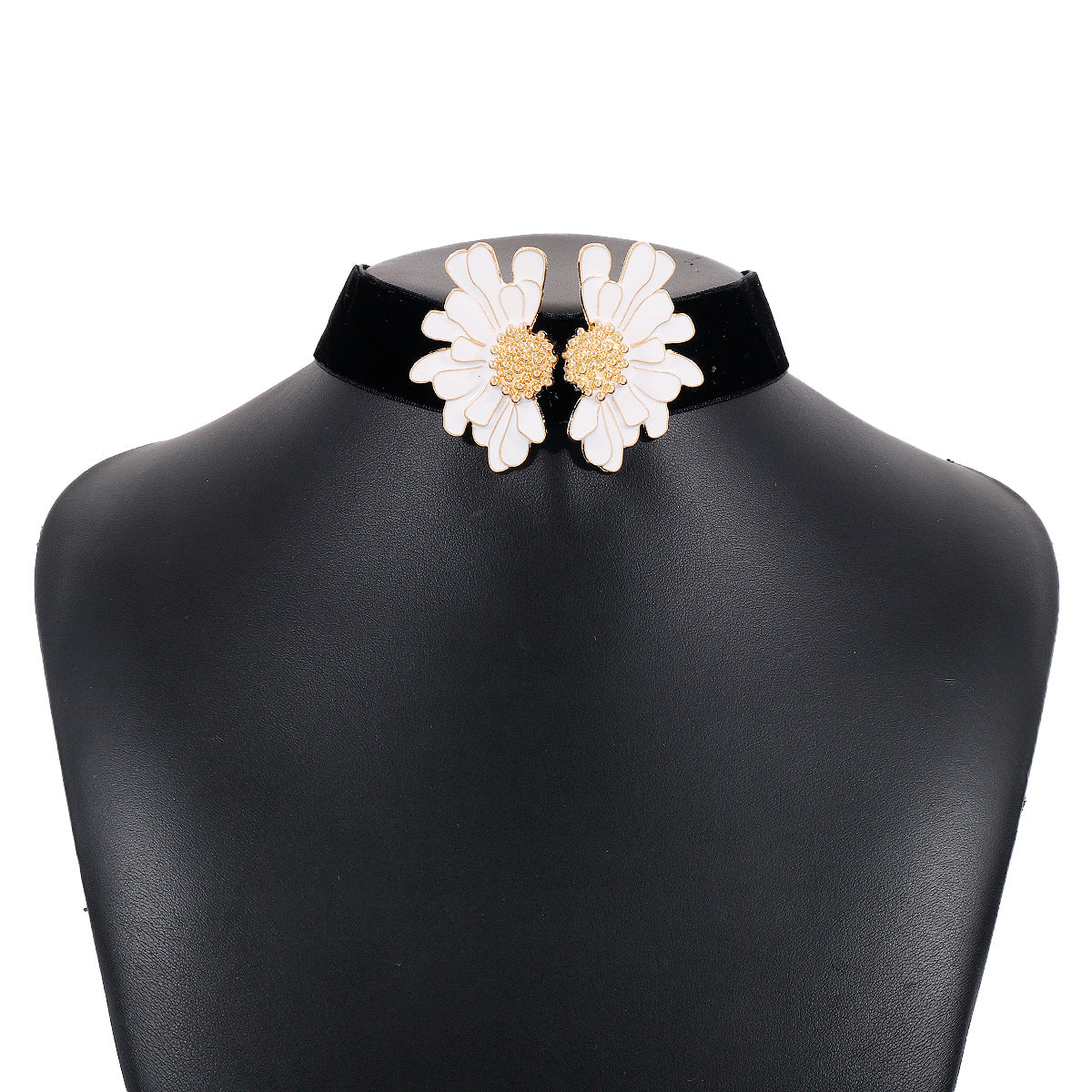 Collana pendente floreale da donna dolce e grintosa con finitura in smalto su base in lega con design geometrico a catena per clavicola
