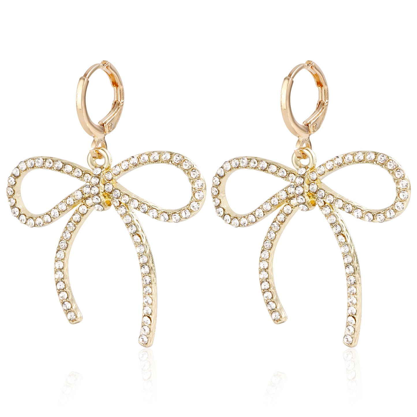 Minimalist French-Style Geometric Bow Knot Earrings for Women with Electroplated Metal Finish