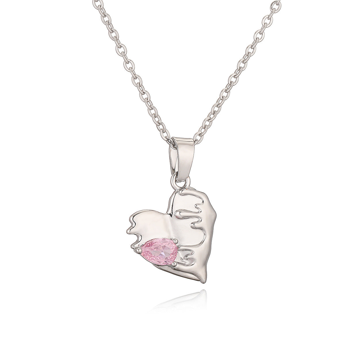Elegante Collana Minimalista a Cuore in Rame Placcato Oro Vero con Pendente in Zirconia per Donna