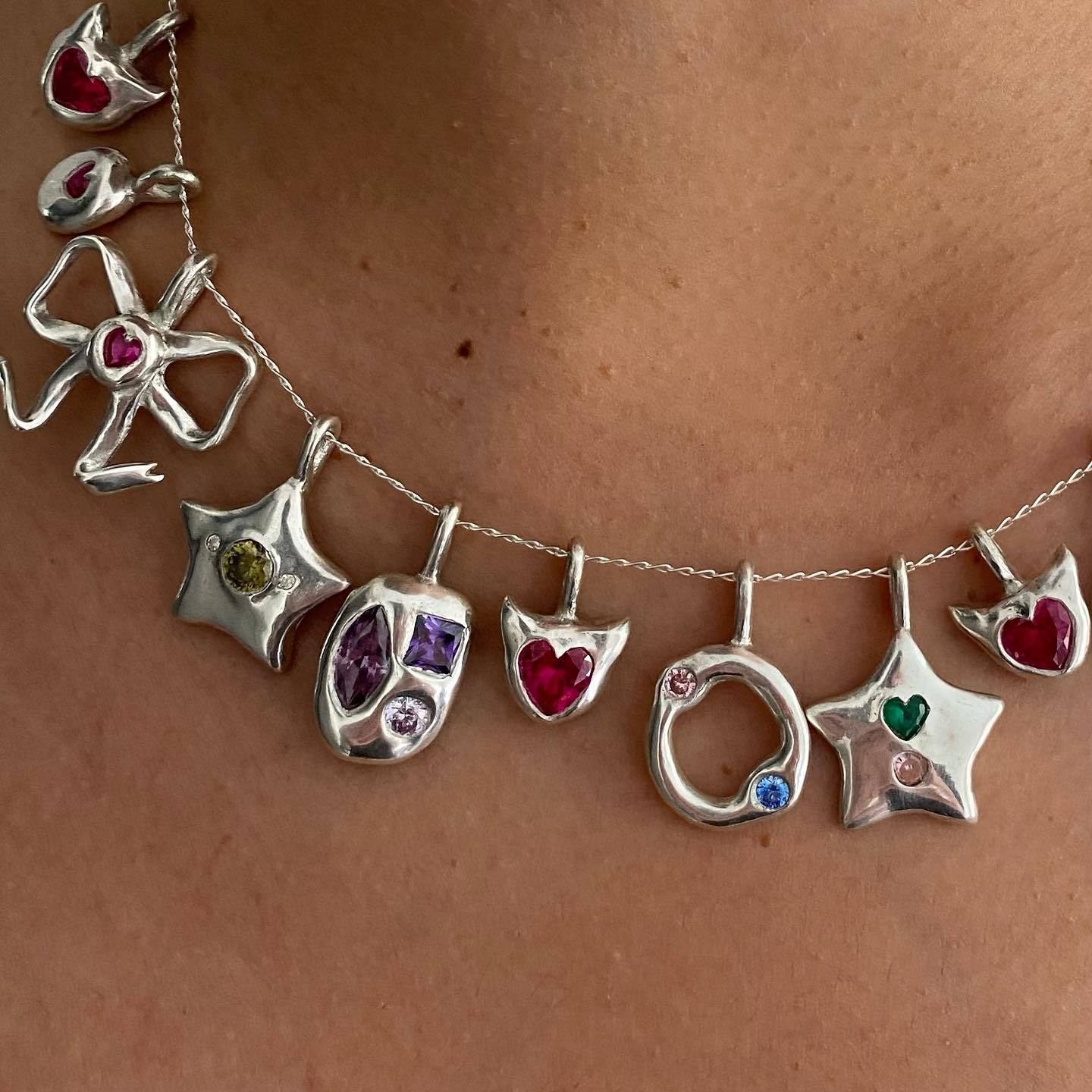 Vintage Heart Butterfly Cross Cubic Zirconia Inlaid Titanium Steel Necklace for Women Charm Bar