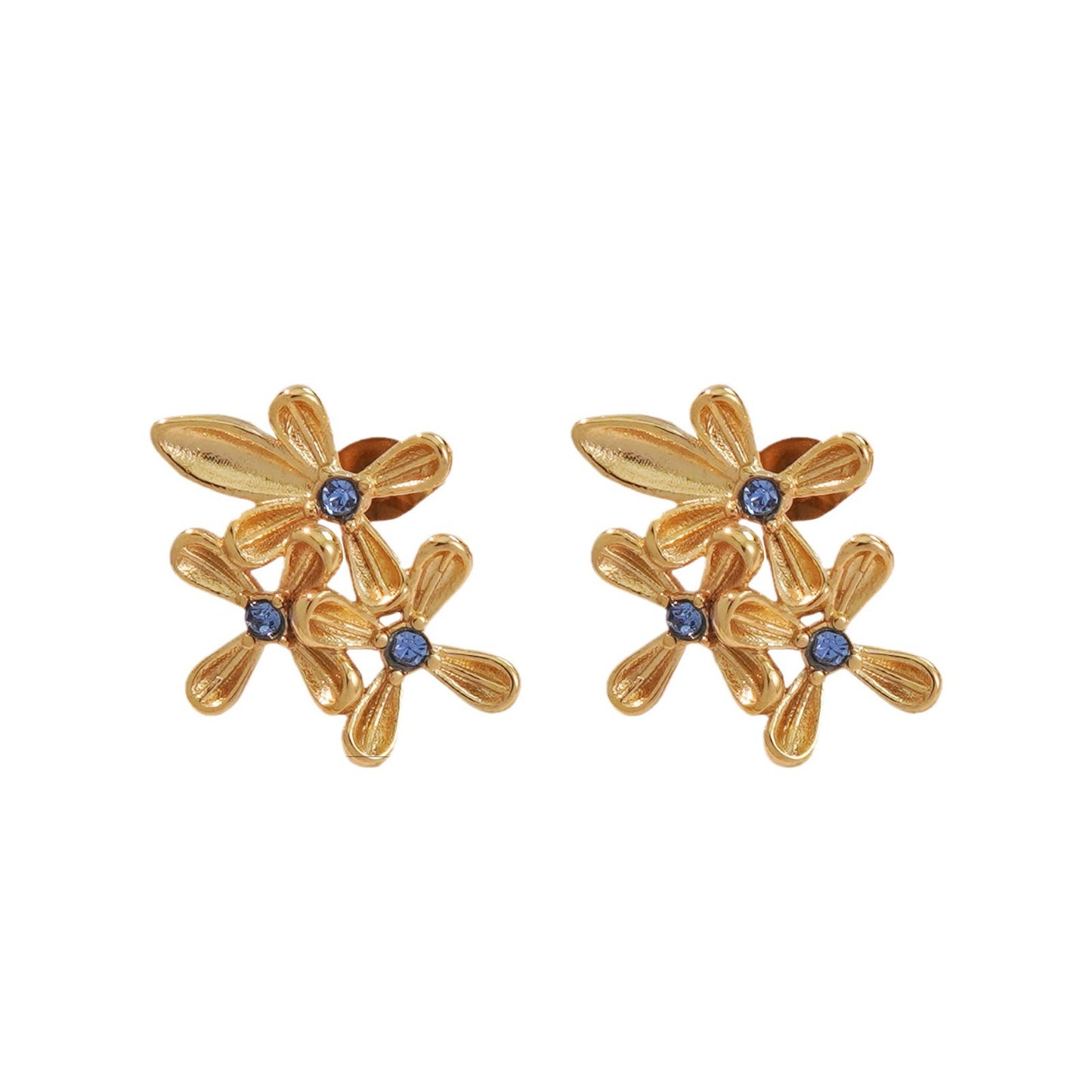 Elegant Sweet Floral Plated Stainless Steel Earrings for Women