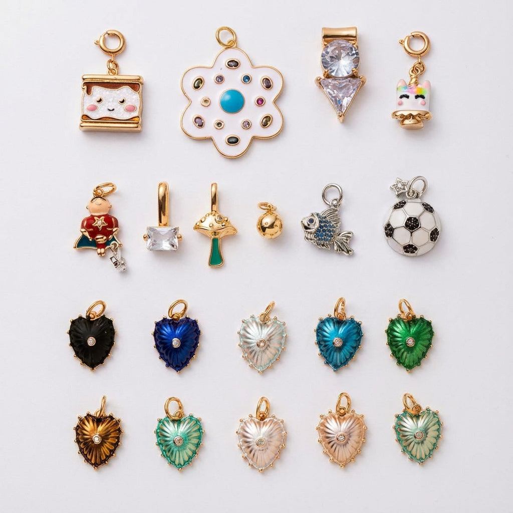 Vintage Heart Brass Plated Charm Bar