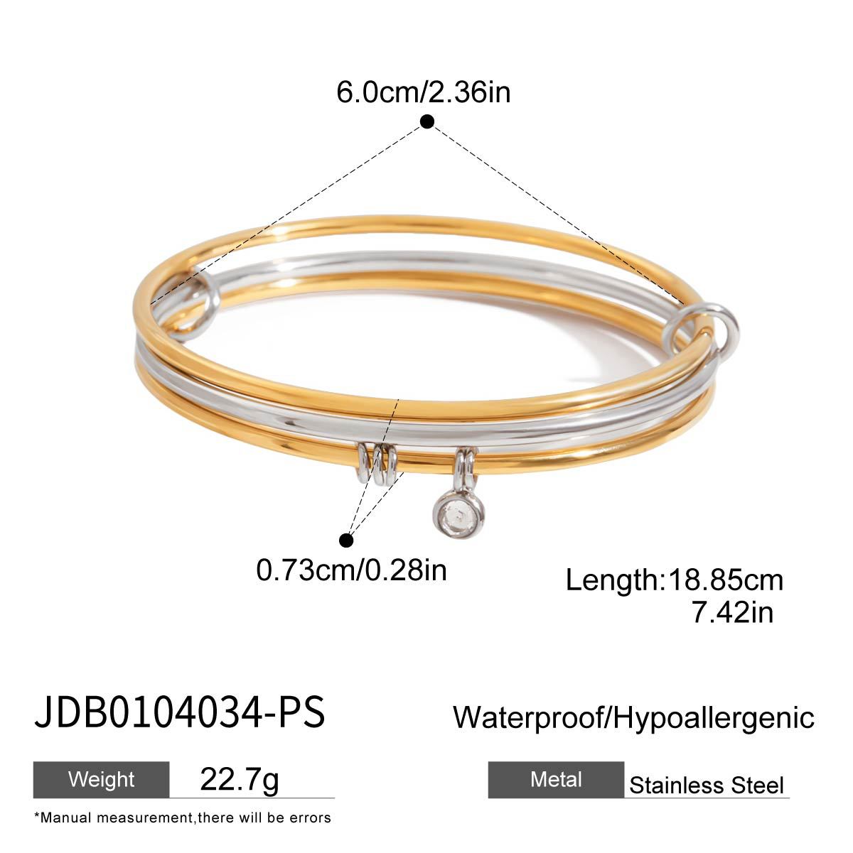 Elegant Round Geometric Stainless Steel Plated Cubic Zirconia Bracelet for Women