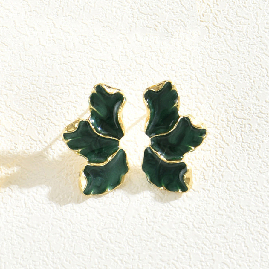 Pendientes de trébol minimalistas para mujer en aleación de zinc con acabado esmaltado